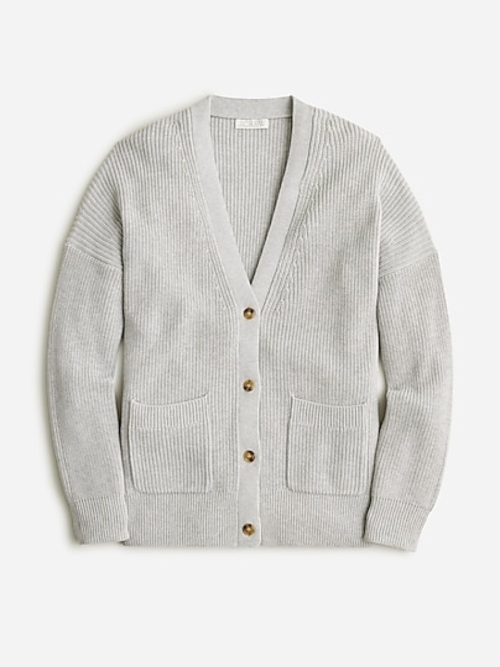 J.Crew V-Neck Cotton Cashmere Cardigan Sweater Gray Small